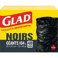 184L Garbage Bags, Regular, 35" W x 48" L, Black Haskins Industrial Inc.