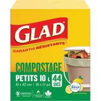 Small Compostable Bags, Regular, 17" L x 16" W, Brown, 10 L (3 Gal.) Capacity Haskins Industrial Inc.