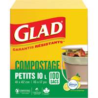 Small Compostable Bags, Regular, 17" L x 16" W, Brown, 10 L (3 Gal.) Capacity Haskins Industrial Inc.