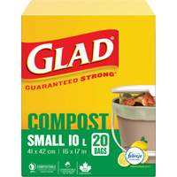 Small Compostable Bags, Regular, 17" L x 16" W, Brown, 10 L (3 Gal.) Capacity Haskins Industrial Inc.