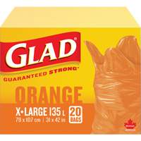 135L Garbage Bags, Regular, 31" W x 42" L, Orange Haskins Industrial Inc.
