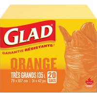 135L Garbage Bags, Regular, 31" W x 42" L, Orange Haskins Industrial Inc.