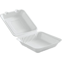 Contenants &agrave; charni&egrave;re pour nourriture compostable, Bagasse, Carr&eacute;e Haskins Industrial Inc.