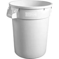 White Titan Heavy-Duty Garbage Container, Plastic, 32 US gal. Haskins Industrial Inc.