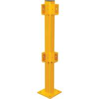 Corner Post for Light-Duty Guard Rails, Steel, 42" H, Safety Yellow Haskins Industrial Inc.