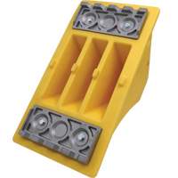 75 Ton Large Equipment Wheel Chock with Aluminum Cleats, Urethane, Yellow Haskins Industrial Inc.