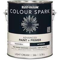 Colour Spark Interior Pre-Tinted Paint + Primer Wall Paint, White Cotton, Semi-Gloss, 3.78 L, Gallon Haskins Industrial Inc.