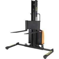 Narrow Mast Powered Lift Stacker, Electric Operated, 1500 lbs. Capacity, 63" Max Lift Haskins Industrial Inc.