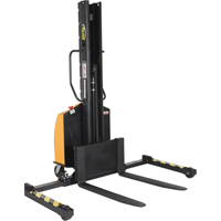 Narrow Mast Powered Lift Stacker, Electric Operated, 1500 lbs. Capacity, 63" Max Lift Haskins Industrial Inc.