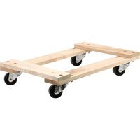 Wood Dollies - Medium-Duty, Polyolefin Wheels, 900 lbs. Capacity, 18" W x 30" D x 7" H Haskins Industrial Inc.