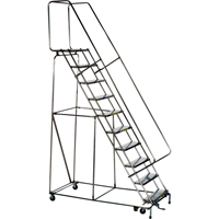 Lockstep Rolling Ladders, 5 Steps, 24" Step Width, 50" Platform Height, Stainless Steel Haskins Industrial Inc.