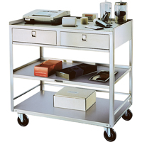 Stainless Steel Equipment Stands, 300 lbs. Capacity, Stainless Steel, 20"/20-1/8" x W, 35" x H, 37"/36-3/8" D, Knocked Down, 2 Drawers Haskins Industrial Inc.