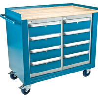 Industrial Duty Mobile Service Workbenches, Wood Surface Haskins Industrial Inc.