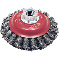 BK420T Knot Twisted Conical Brush, 4" Dia., 0.02" Fill, 5/8"-11 Arbor, Steel Haskins Industrial Inc.