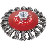 Knot Twisted Conical Bevel Brush, 6" Dia., 0.02" Fill, 5/8"-11 Arbor, Steel Haskins Industrial Inc.