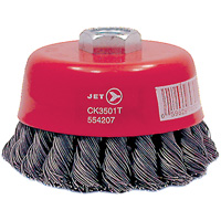 CK3501T High Performance Knot Twisted Cup Brush, 3-1/2" Dia., 0.02" Fill, 5/8"-11 Arbor, Steel Haskins Industrial Inc.