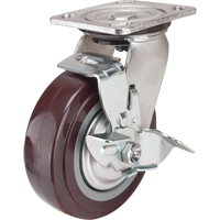 Caster, Swivel with Brake, 6" (152.4 mm), Polyurethane, 850 lbs. (385 kg.) Haskins Industrial Inc.