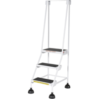 Stop-Step Ladders, 3 Steps, 16" Step Width, 28-11/16" Platform Height, Steel Haskins Industrial Inc.
