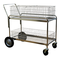 Wire Mesh Office Mail Cart, 250 lbs. Capacity, Chrome, 23-3/4" D x 43" L x 38-1/2" H, Chrome Plated Haskins Industrial Inc.