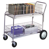 Wire Mesh Office Mail Cart, 250 lbs. Capacity, Chrome, 23-3/4" D x 43" L x 38-1/2" H, Chrome Plated Haskins Industrial Inc.