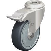 Stainless Steel Thermoplastic Elastomer Caster, Swivel with Brake, 4" (102 mm) Dia., 240 lbs. (108 kg.) Capacity Haskins Industrial Inc.
