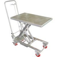 Manual Hydraulic Scissor Lift Table, 27-1/2" L x 17-3/4" W, Stainless Steel, 200 lbs. Capacity Haskins Industrial Inc.