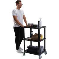 Utility Cart with Flat Shelf, 3 Tiers, 18-1/8" x 37-3/8" x 27-3/4", 330 lbs. Capacity Haskins Industrial Inc.