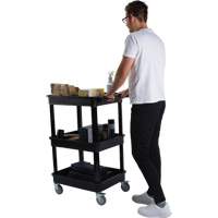 Utility Cart with Deep Lip Shelf, 3 Tiers, 19" x 39-1/2" x 28-1/4", 330 lbs. Capacity Haskins Industrial Inc.