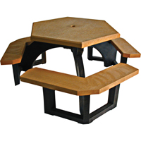 Recycled Plastic Hexagon Picnic Tables, 78" L x 78" W, Cedar Haskins Industrial Inc.