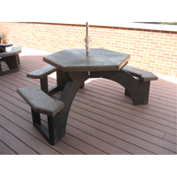 Recycled Plastic Hexagon Picnic Tables, 78" L x 78" W, Brown Haskins Industrial Inc.