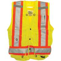 Veste de s&eacute;curit&eacute; pour arpenteur, Jaune lime haute visibilit&eacute;, Grand, Polyester Haskins Industrial Inc.