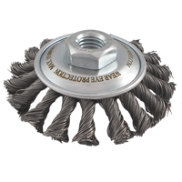 Knotted Wire Wheel Saucer Brushes, 4" Dia., 0.02" Fill, 5/8"-11 Arbor, Steel Haskins Industrial Inc.