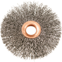 Brosses rotatives &agrave; fils cr&ecirc;p&eacute;s avec moyeu en cuivre 3", 3" dia., Fils 0,012", Arbre 1/2" Haskins Industrial Inc.