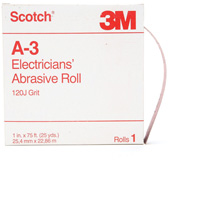 Rouleau abrasif pour &eacute;lectricien A-3 Scotch, Oxyde d'aluminium, 1" la x 75' lo, Grain 120 Haskins Industrial Inc.