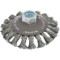 Brosse m&eacute;tallique AllSteel, Dia. 4", Fils 0,02", Arbre 5/8"-11, Acier Haskins Industrial Inc.