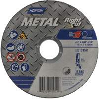 Meule &agrave; tronçonner m&eacute;tallique pour coupe &agrave; angle droit RightCut, 4-1/2" x 0,045", Arbre de 7/8", Type 01/41, Oxyde d'aluminium, 13580 Tr/min Haskins Industrial Inc.