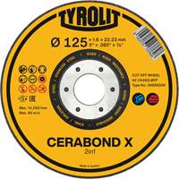 CERABOND X Cut-Off Wheel for Steel & Stainless Steel, 4-1/2" x 0.45", 7/8" Arbor, Type 1, Ceramic, 12250 RPM Haskins Industrial Inc.