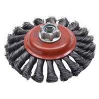 Twist Knot Saucer Cup Brush, 4" Dia., 0.02" Fill, 5/8"-11 Arbor, Steel Haskins Industrial Inc.