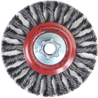 Full Cable Twist Wire Wheel, 4" Dia., 0.02" Fill, 5/8"-11 Arbor, Steel Haskins Industrial Inc.