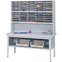 E-z Sort&reg; Mailroom Furniture-sorting Tables With Shelf-base Table With Shelf, 60" W x 28" D x 36" H, Laminate Haskins Industrial Inc.