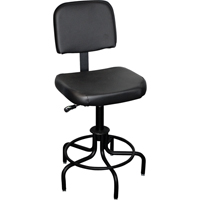 6000 Series Stool with Back, Stationary, Adjustable, 26" - 31", Vinyl Seat, Black Haskins Industrial Inc.