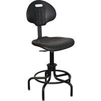 6000 Series Stool with Back, Stationary, Adjustable, 24" - 29", Polyurethane Seat, Black Haskins Industrial Inc.