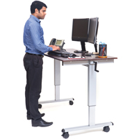 Adjustable Stand-Up Workstations, Stand-Alone Desk, 48-1/2" H x 59" W x 29-1/2" D, Walnut Haskins Industrial Inc.