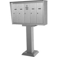 Single Deck Mailboxes, Pedestal -Mounted, 16" x 5-1/2", 3 Doors, Aluminum Haskins Industrial Inc.