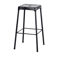 Bistro Stool, Stationary, Fixed, 29", Steel Seat, Black Haskins Industrial Inc.