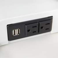 Soar Sit/Stand Electric Desk with Dual Monitor Arm, Desktop Unit, 37-1/4" H x 27-3/4" W x 22" D, White Haskins Industrial Inc.