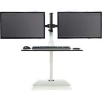 Soar Sit/Stand Electric Desk with Dual Monitor Arm, Desktop Unit, 37-1/4" H x 27-3/4" W x 22" D, White Haskins Industrial Inc.