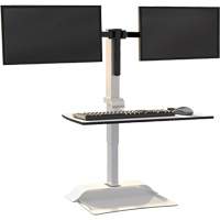 Soar Sit/Stand Electric Desk with Dual Monitor Arm, Desktop Unit, 37-1/4" H x 27-3/4" W x 22" D, White Haskins Industrial Inc.