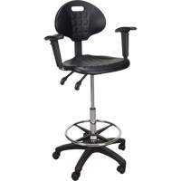 Tabouret ergonomique robuste avec accoudoirs r&eacute;glables et roulettes en nylon, Mobile, Ajustable Hauteur, Capacit&eacute; 250 lb Haskins Industrial Inc.