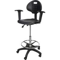 Tabouret ergonomique robuste avec accoudoirs r&eacute;glables et roulettes en nylon, Mobile, Ajustable Hauteur, Capacit&eacute; 250 lb Haskins Industrial Inc.